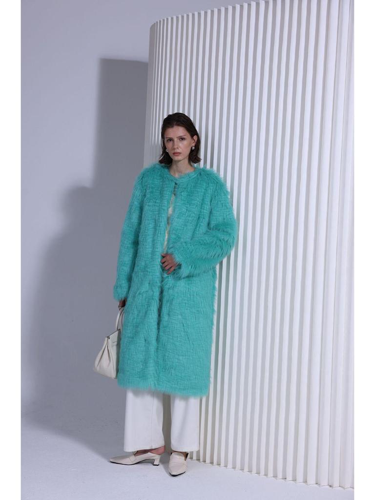Women's Eco-Friendly Faux Lamb Curly Fur Coat - European & American Style Overcoat