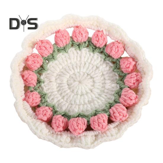 

Подставка под стакан в виде тюльпана, связанная крючком. Подставки для чашек с цветами ручной работы для кофе и чая. Многоцелевой декор для домашнего бара и креативный подарок на новоселье, дни рождения. розовый