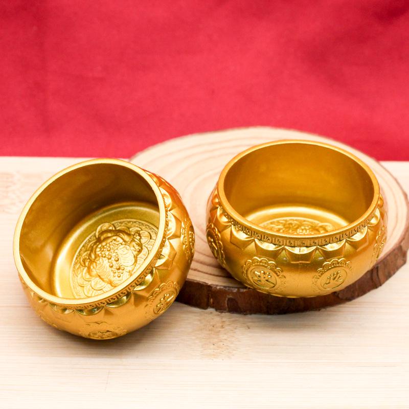 Sand Gold Treasure Basin with Golden Toad Ornament - Chinese Style Decor for Home, Office, or Shop