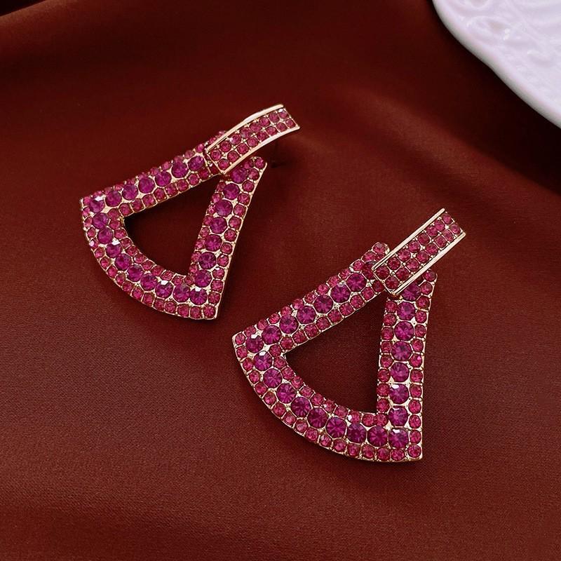 European and American Diamond-set Oval Earrings Retro Earrings Niche Light Luxury High-end Earrings Women