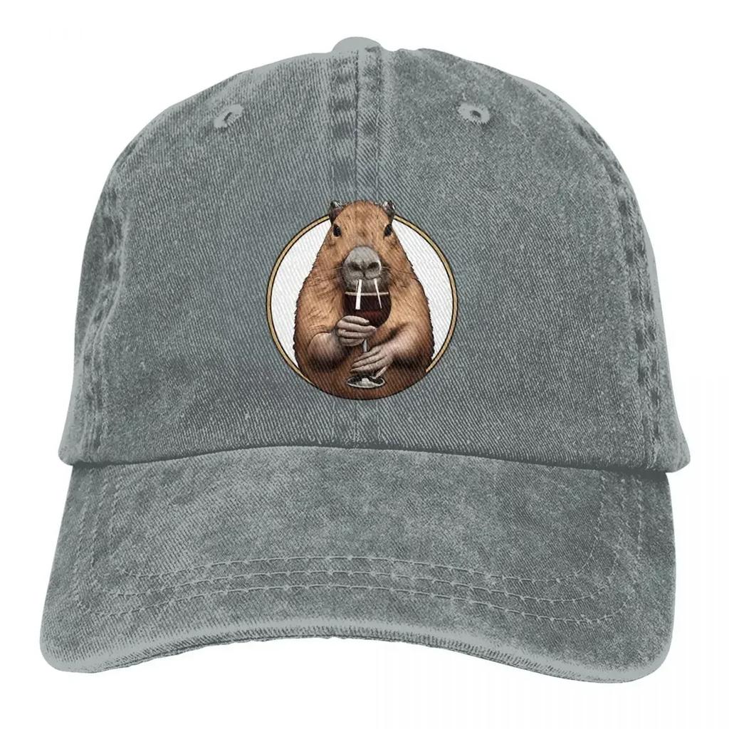 Pure Color Dad Hats Capybara Holding A Glass WoUnisexs Hat Sun Visor Baseball Caps Capybara Peaked Cap