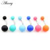 Alisouy 1 STÜCK 14G Sexy Bonbonfarbenen Gummi Edelstahl Bar Bauchnabel Ring Piercing Nachtclub Mädchen Frauen Körperschmuck