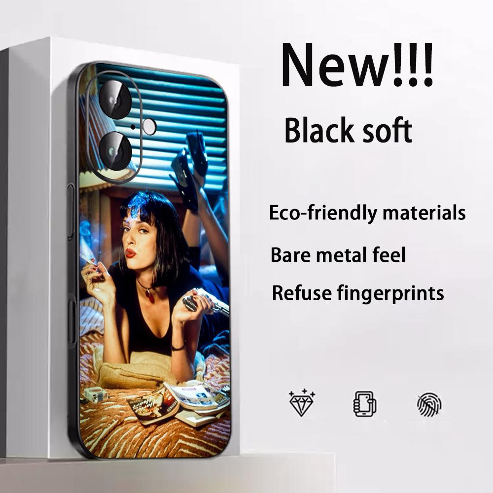 Classic Movies Pulp Fictions Poster Phone Case For iPhone 17 16 E 15 14 13 12 Plus Mini Pro Max Soft Black Shockproof Cover