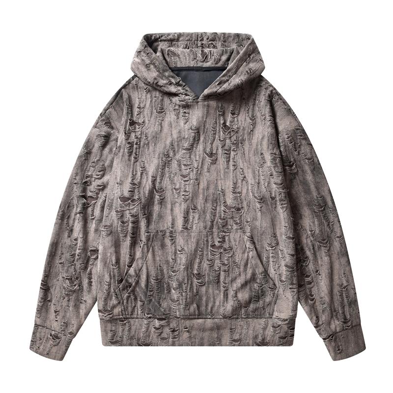 Men's Hooded New Spring and Autumn Solid Color Night Reflective Strip Hooded Sweatshirt Loose Trendy Sweatshirt