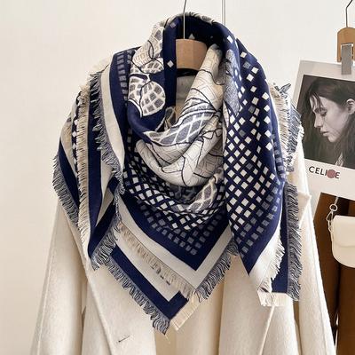 Fashion Printed Imitation Cashmere Warm And Cold Student Dual-Purpose Shawl Age-Reducing Scarf Women