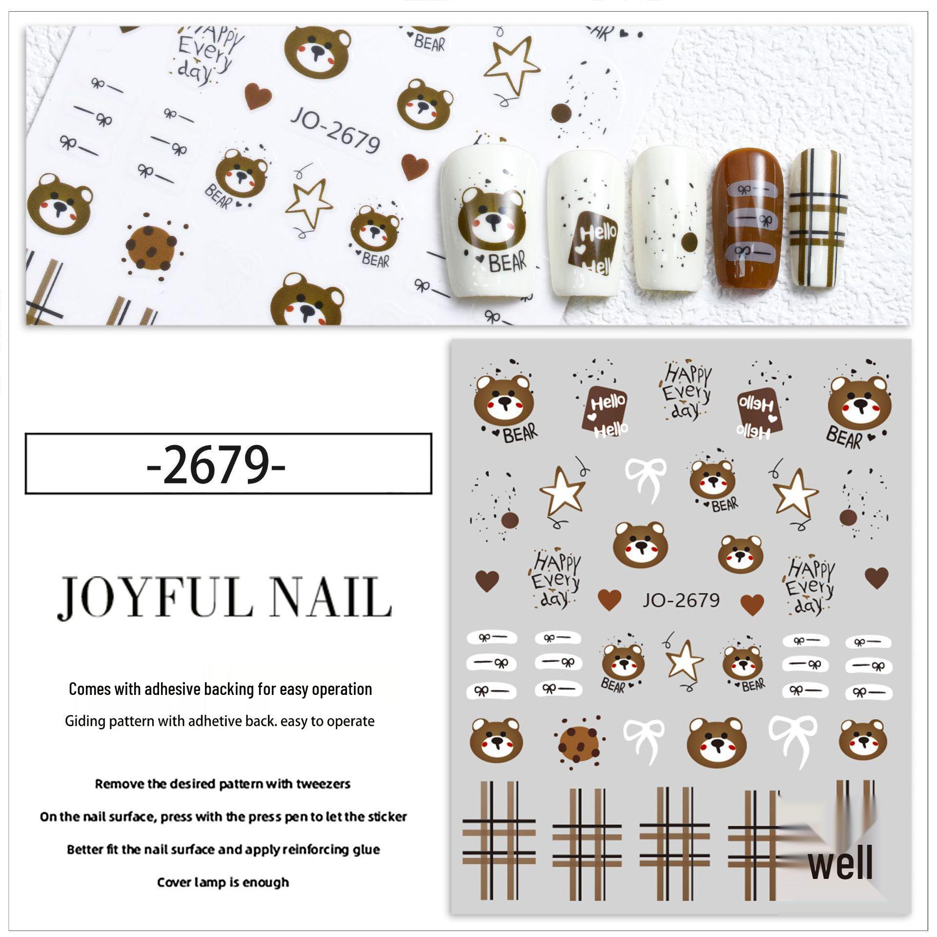 

Милые наклейки для ногтей с бантиками и медведями, расписанные вручную