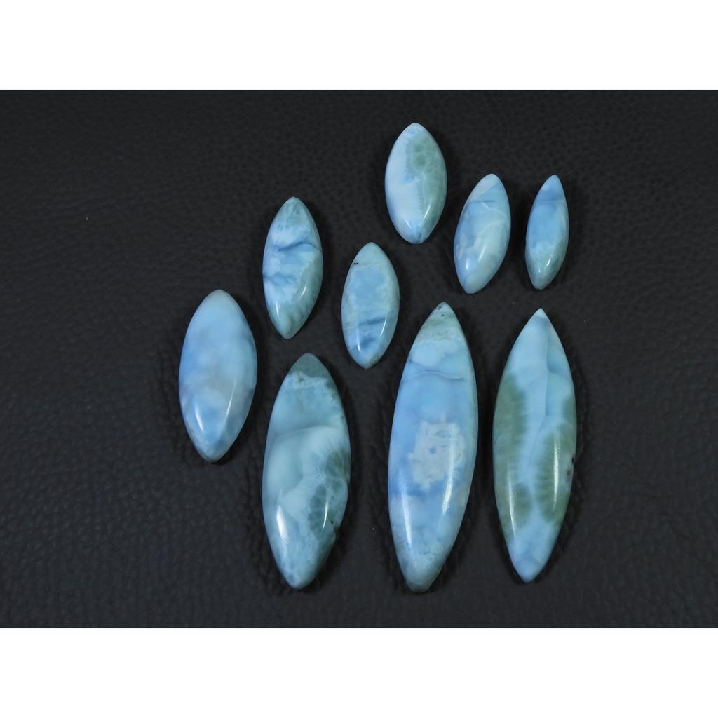 172Cts. Natural Larimar Pectolite Marquise Cabochon Loose Gemstone 09Pcs Lot C-857