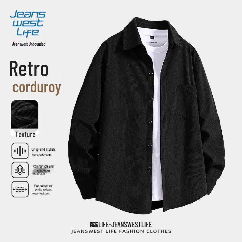 Мужская вельветовая рубашка-куртка с длинным рукавом Jeanswest 4XL