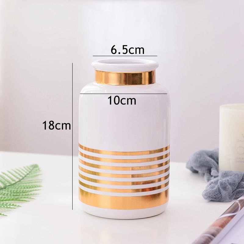 1 Stück Schwarz Weiß Keramikvase Goldlinien Design Blumenvase Wasserpflanzgefäß Heimdekorative Tischvase