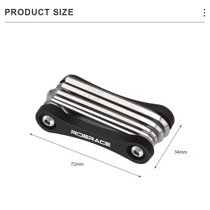 RIDERACE Bicycle Multi Tool 8 In 1 Portable CRV Steel 4mm 5mm 6mm Hex Allen Wrench Multifunction Screwdriver Bike Repair Tools