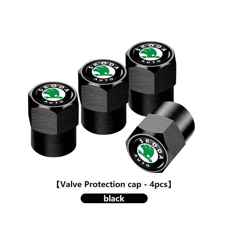 

For Skoda 4Pcs Car Wheel Tire Valve Cap Protection Cover Auto Accessories octavia a5 a4 mk1 2 fabia superb rapid mk3 yeti 2006