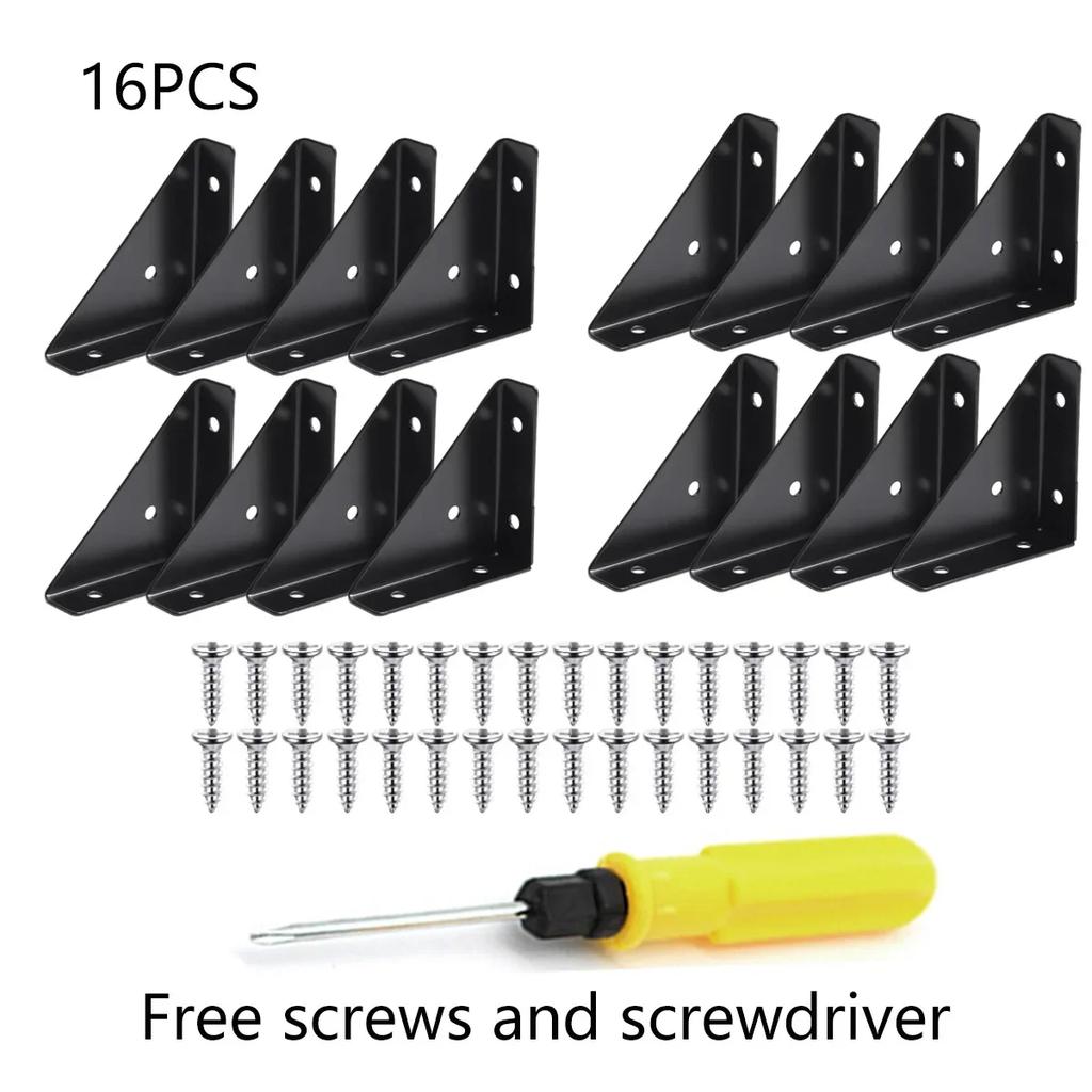 4/8/12/16pcs Angle Corner Brackets Fasteners Heavy Protector Right Triangular Angle Corner Stand Supporting Cabinet Furniture