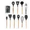 11 PCS Kitchen Utensils Set with Storage Bucket Wood Handle Silicone Cooking Wares Heat Kitchen Utensils  Gadgets Easy To Clean for Home Kitchens Res