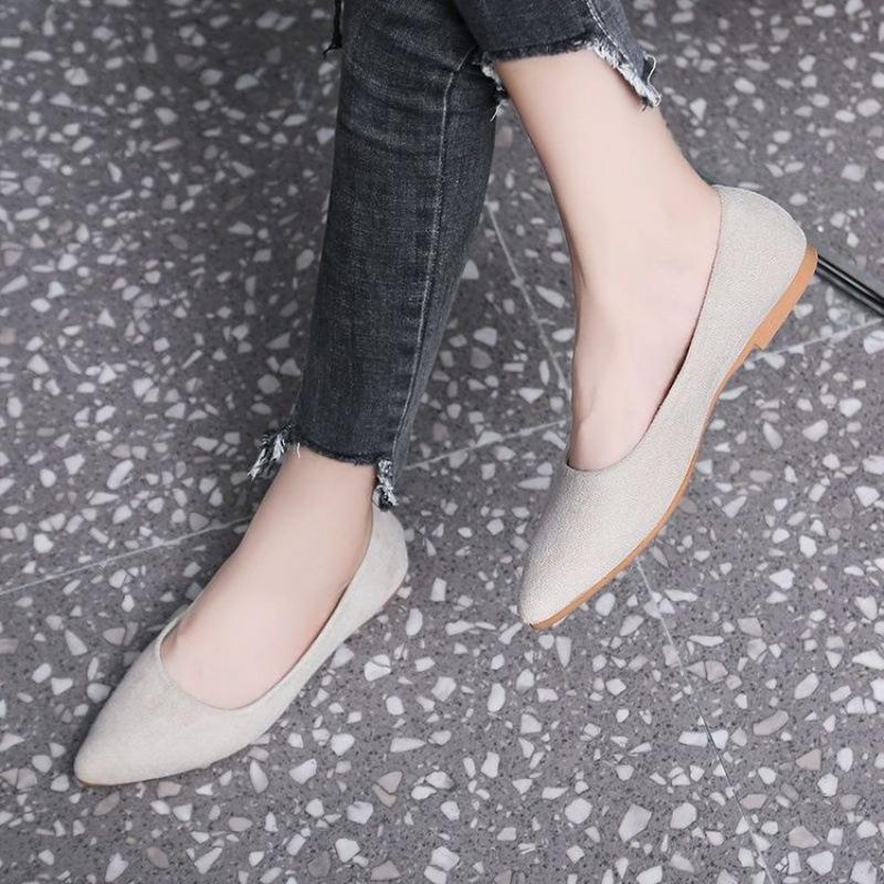 Comfortable Small Single Shoes New Flat-soled Single Shoes Women's Versatile Pointed Shoes Women's Black Soft-soled Non-slip Four-season Work Women