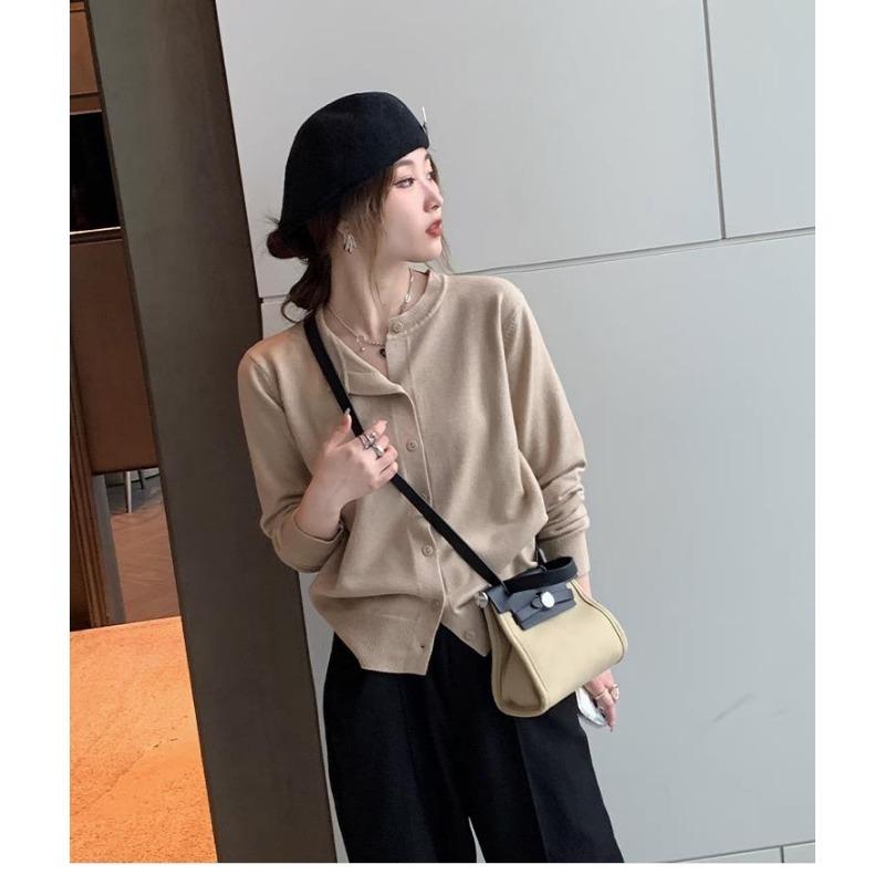 Women Korean Style Knit Cardigan Sweater Long Sleeve Button Front Sweaters Jackets Solid Color Loose Casual Sweaters Knitted Shirts
