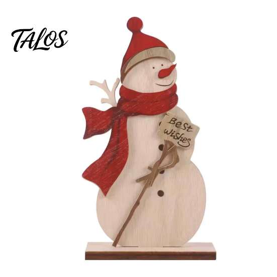 Christmas Window Display Decor Nordic Ornaments, Wood Reindeer Santa Claus Snowman Figurine, Retro Ornaments Rustic Desktop Decoration for Holiday