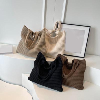Retro Crochet Bag Versatile and Simple Large Capacity Women's Shoulder Bag Lazy Travel Shopper Tote Handbags AVE