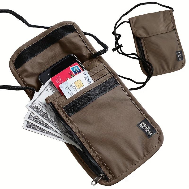 RFID Blocking Portable Travel Neck Wallet Passport Card Document Storage Bag Anti-theft Money Pouch Organizer