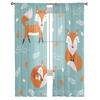 Fox Orange Blue Leaves White Dots Tulle Sheer Window Curtains for Living Room Kitchen Children Bedroom Voile Hanging Curtain
