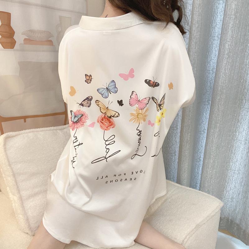 

Женская пижама большого размера, сексуальная ночная рубашка с диким леопардовым принтом, ночная рубашка с короткими рукавами, домашняя одежда для студентов колледжей, женская одежда 2XL