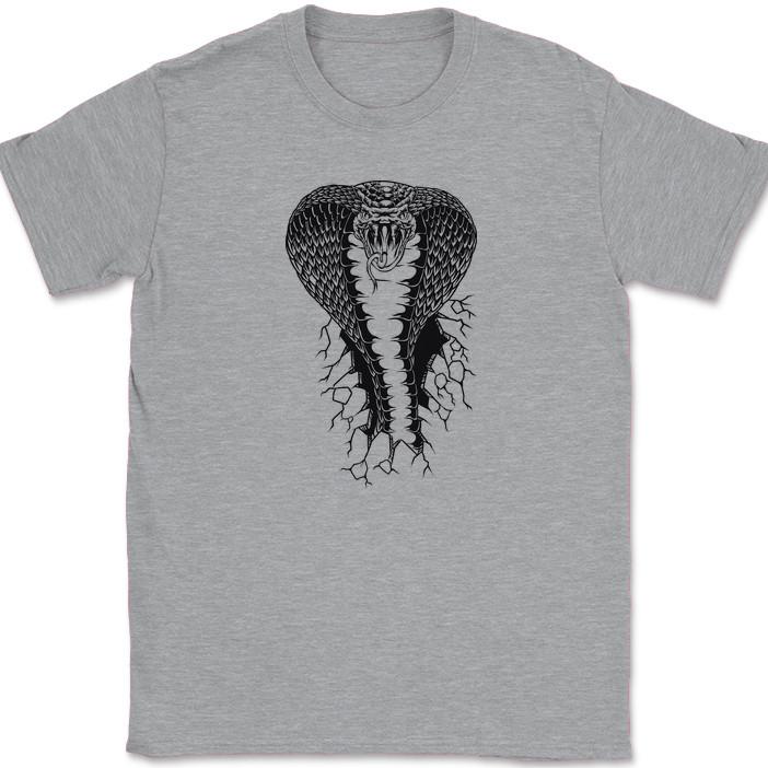 

Футболка с коброй, разрывающей ткань, забавный юмор про змею, рептилию, подарок, графическая футболка L