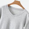 Women's V-Neck Mid-Sleeve Cotton T-Shirt - 2025 Spring/Summer Collection, Fitted Waist, Solid Color