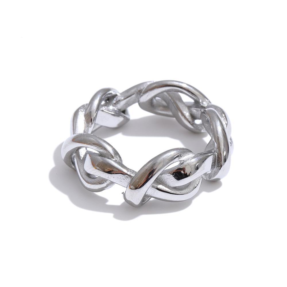 

Yhpup Size 6789 Stainless Steel Chain Casting Ring Water Resistant High Quality Daily Wear Minimalist Attractive Women Jewelry 6