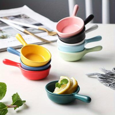 Creative Mini Ceramic Discretionary Dish Japanese Tableware Seasoning Dish Handle Dish Soy Sauce and Vinegar Dish