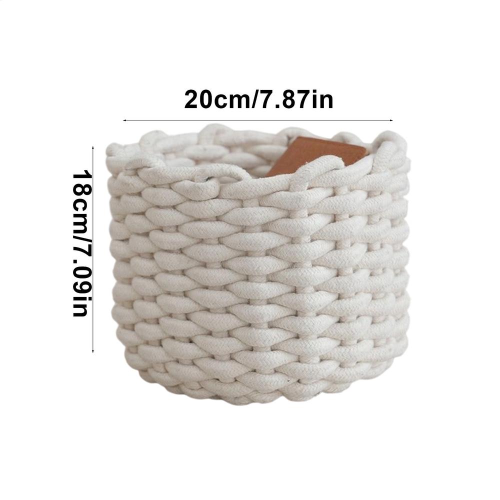 

Плетеная корзина для игрушек, ящик для домашнего хранения, органайзер для одежды, корзина для хранения из хлопковой веревки для детской, ванной комнаты, гостиной, для ежедневных полок белый