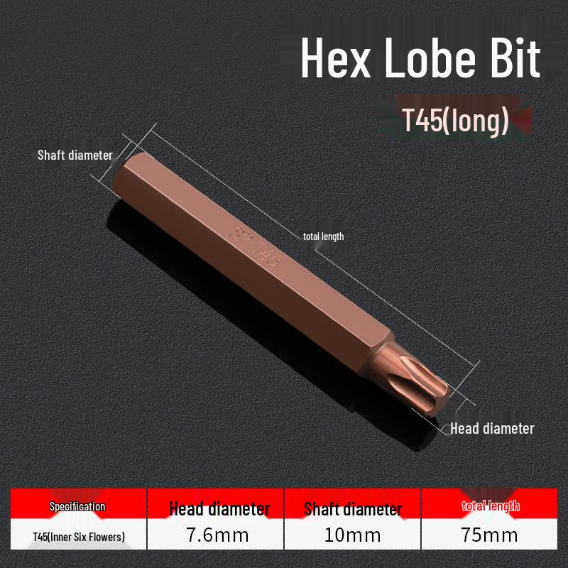 Hexagonal T30 Internal 6-Spline, 12-Point Star Key Socket M10 Tool, T40 Auto Repair.