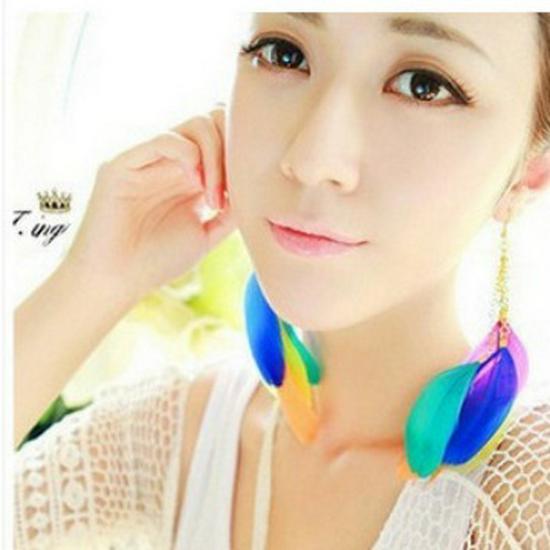 Bohemian Contrast Feather Earrings