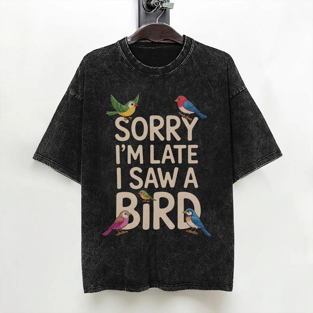 Sorry Im Late I Saw A Dog T Shirt Hip Hop Washed Short Sleeve Oversize Tshirt Vintage For Men Women Streetwear Summer Tees