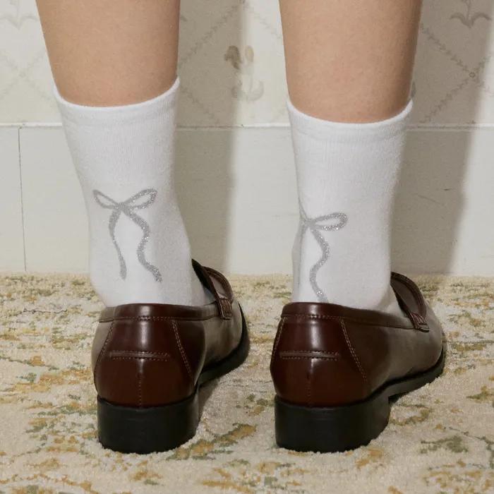 [Ribbon] Ribbon Print Socks 2 COLORS (JLSS5E401BK)
