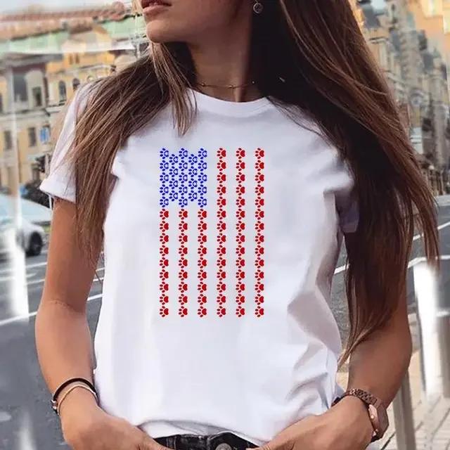 Women T-shirts Love Trend Style Dog Paw Cartoon Animal Pet 90s Summer Graphic Print Female Stylish T Top Shirt Girl Tee T-Shirt