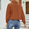 Women's Fashion Solid Color Cropped Ladies Jacket Corduroy Lapel Jacket