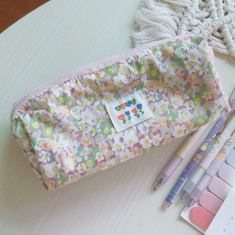 176 Flower Design Women Toiletry Organizer for Traveling Portable Canvas Makeup Bag