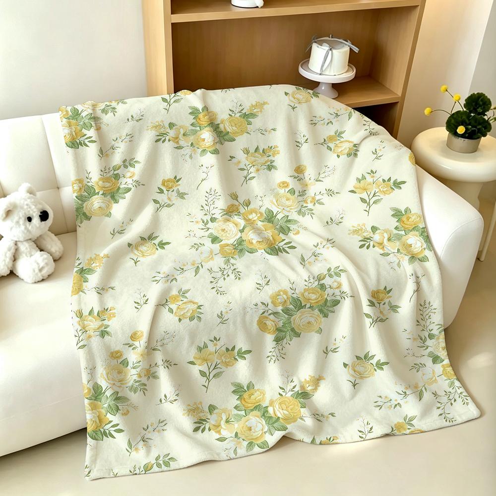 French Floral Print Pink Blanket Soft Warm And Thick Perfect For Bedroom Living Room Bed Sofa Camping Picnic Office Gift