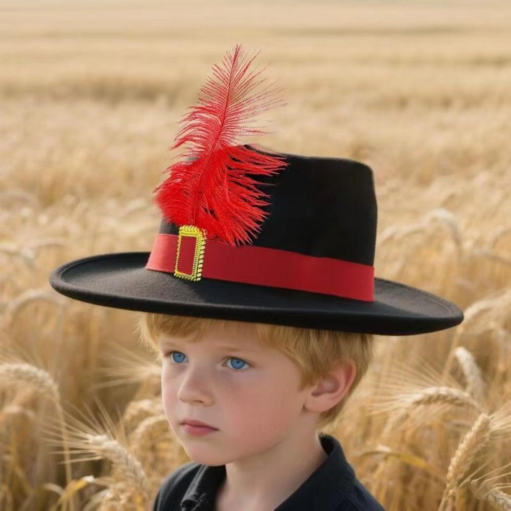 Magician Hat Musketeers Costume Hat Vintage Black Kids Cosplay Hat  Men Women Unisex