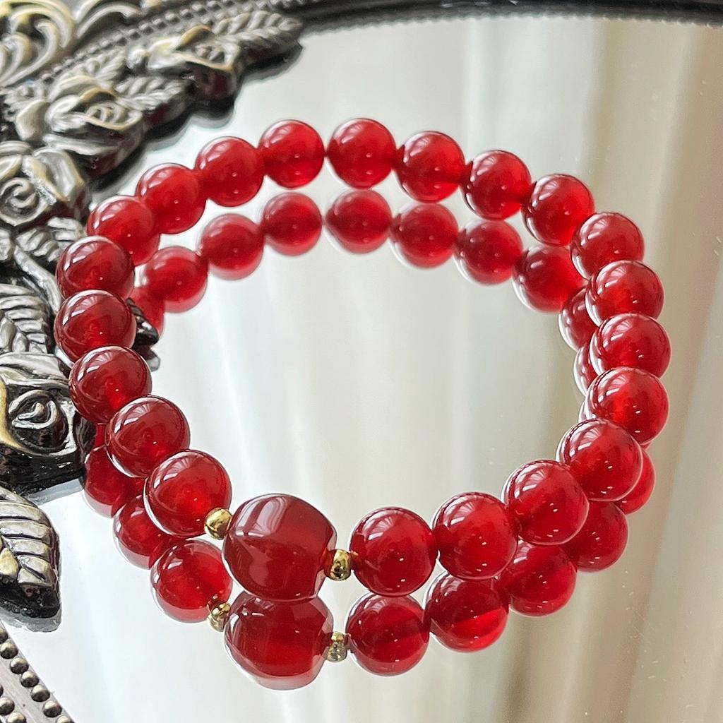 7A8Mm High Quality Ice-Permeable And Hydrating Natural Chalcedony Agate Bracelet Bracelet.
