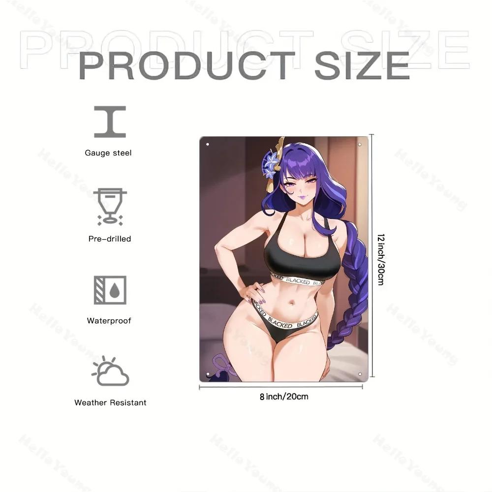 Anime Beauty Themed Aluminum Sign, 1 Pcs Wall Hanging. Decorates Home, Bedroom, Bar, Pre-Drilled, Resistant To Weather Woes.