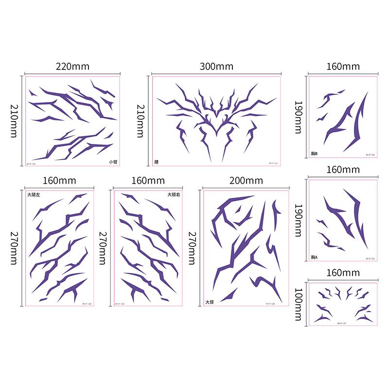 4/8 Pcs Laser Temporary Tattoo Stickers Anime Cosplay Stage Performance Makeup Waterproof Facial Sticker Halloween Party Decor