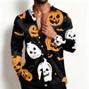 Men's Halloween Shirt Jacket Casual Loose Fit Lapel Collar Breathable for Spring and Fall