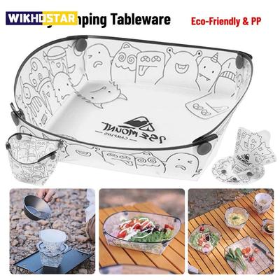 1 pz Ciotola pieghevole per esterni Protable Trasparente Stoviglie Piatto resistente al calore con Snap Food-Grade Tazza Filtro per caffè Imbuto