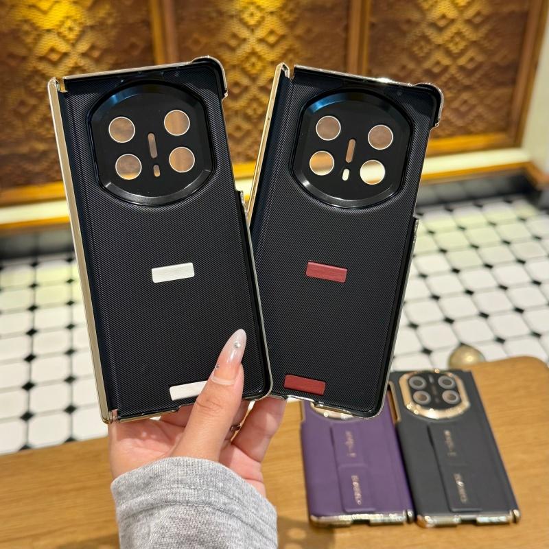 Premium Leder Handyhülle Für Huawei Mate XT XTs X7 X6 X5 Doppelscharnier Schutz Anti-Rutsch Fingergriff Band Faltbare Hülle