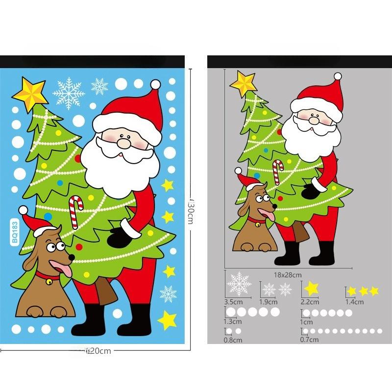 Christmas Snowflake Elk Snowman Glass Sticker Noel Ornaments Xmas Wall Stickers Merry Christma Decor Happy New Year Sticker