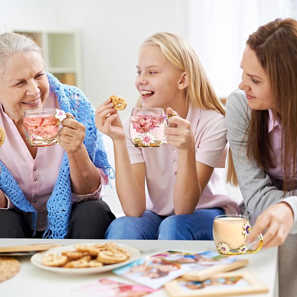 Wisolt Birthday Gifts for Women Mothers Day Gifts for Her Mom Grandma Teacher Friend Anniversary Christmas Valentines Day Glass Coffee Mug with Spoon