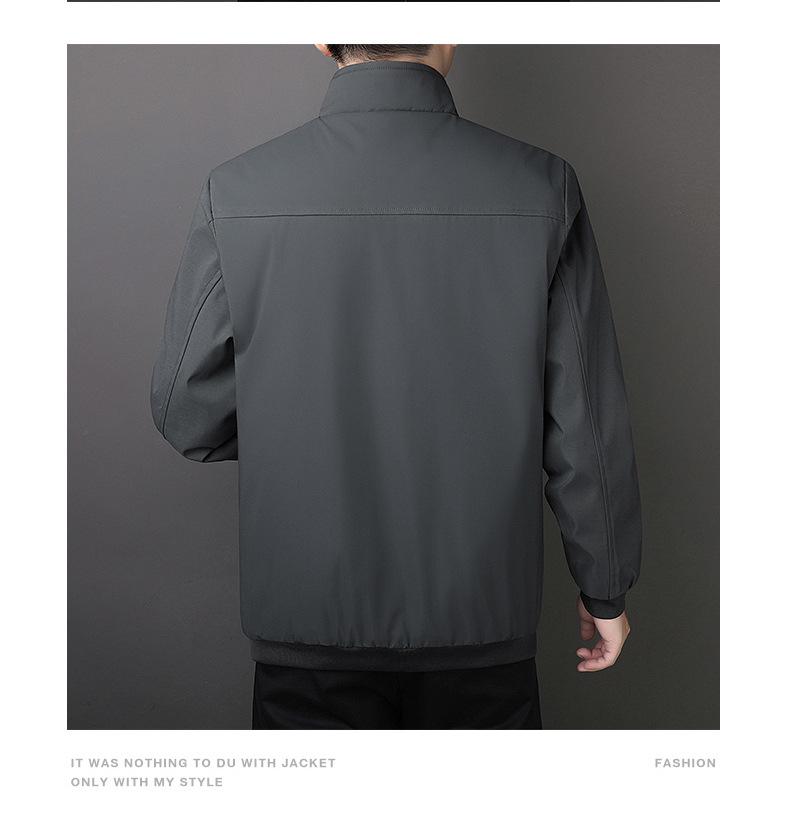 Men's Executive Stand-Up Collar High-End Coat - Autumn/Winter, Casual Loose Fit, Plus Velvet, Middle-Aged Style