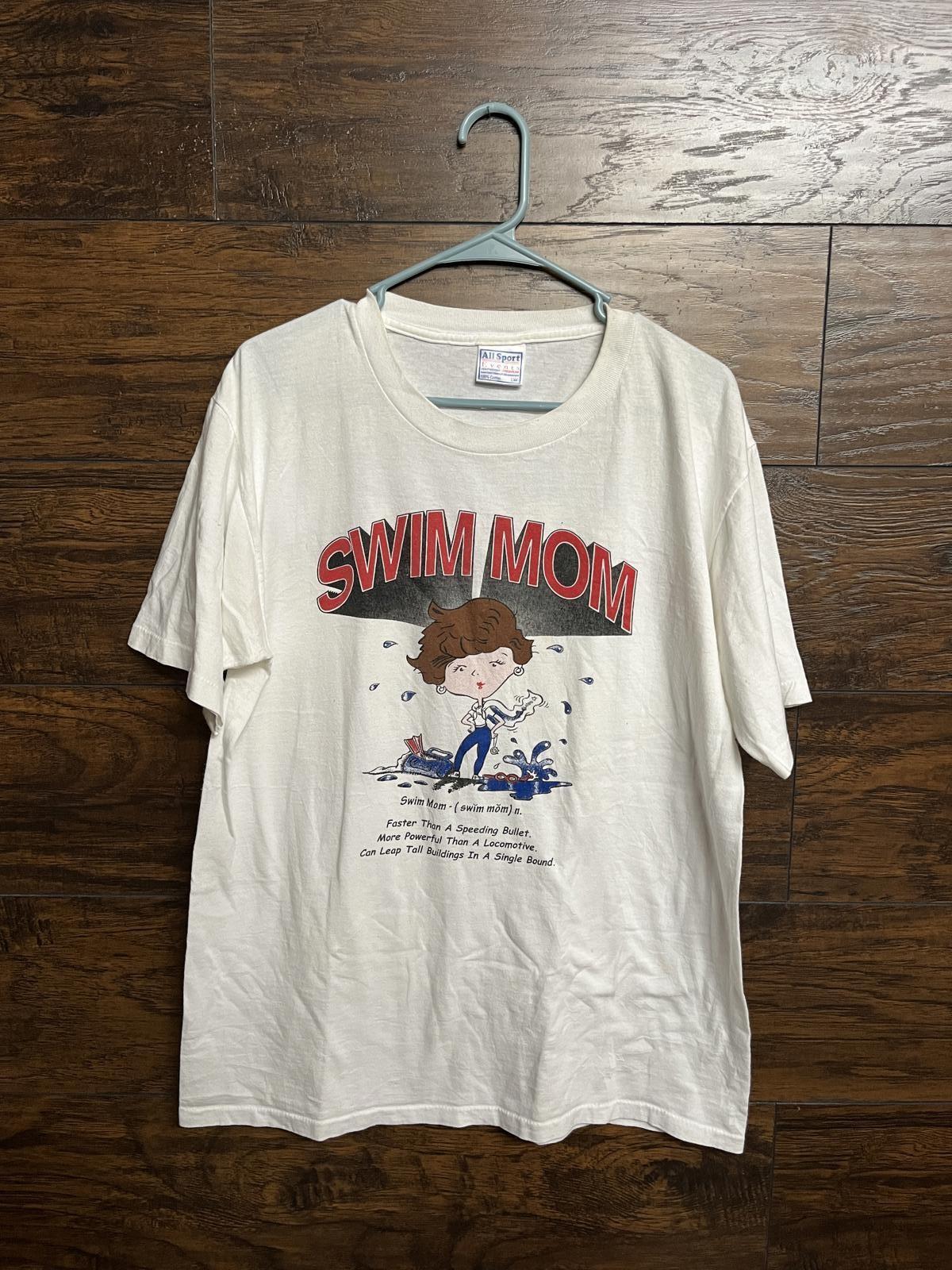 VTG Swim Mom T-shirt Swimming Coach Top Ten Swim Parent L S