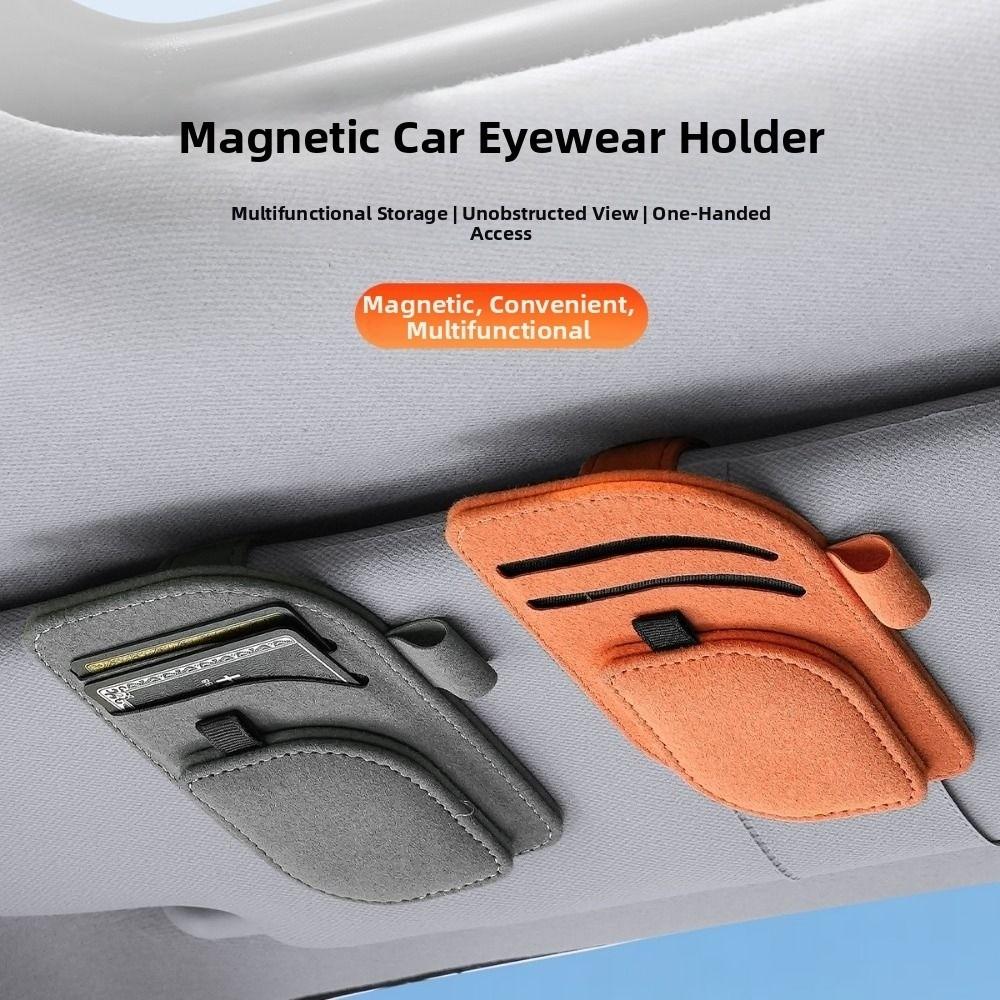 Magnetic Clip Magnetic Car Eyeglass Clips PU Leather Sunglasses Storage Case Auto Accessories