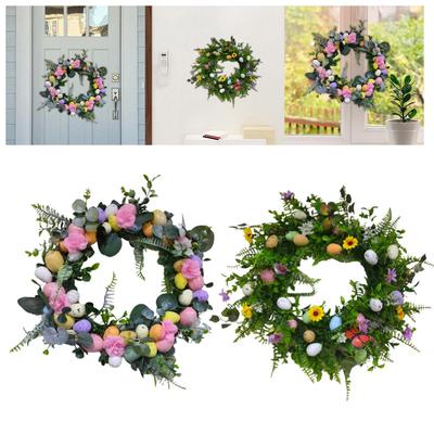 45cm Artificial Easter Wreath Ornament Photo Prop Wall Flowers Wreaths for Window